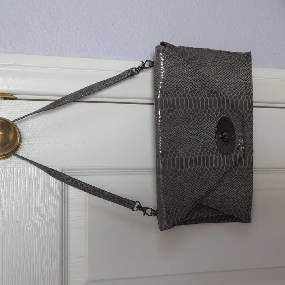 Perlina Leather Snakeskin Envelope Shoulder Bag Clutch